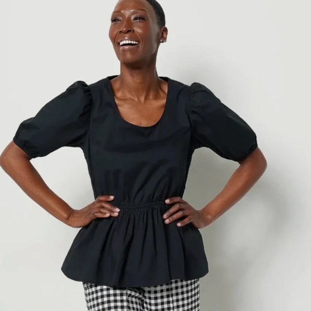 GIRL WITH CURVES Woven Peplum Top A491902